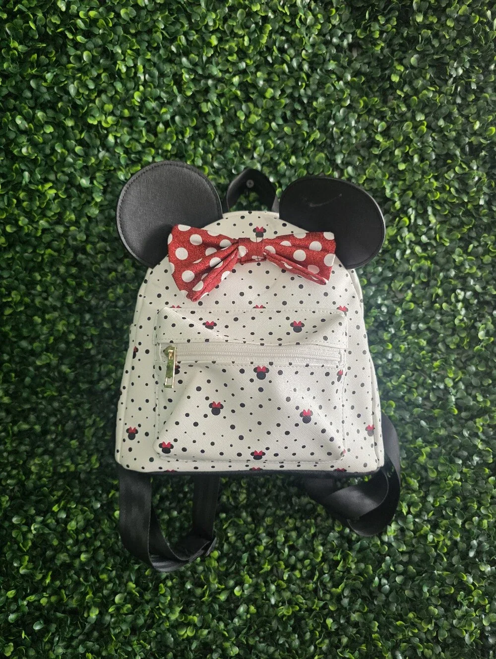 Disney Minnie Mouse Youth Backpack with Red Polka Dot Bow